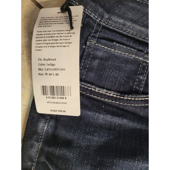 Silver Jeans Boyfriend Women NWT Sz 28W/29L - Picture 4 of 8